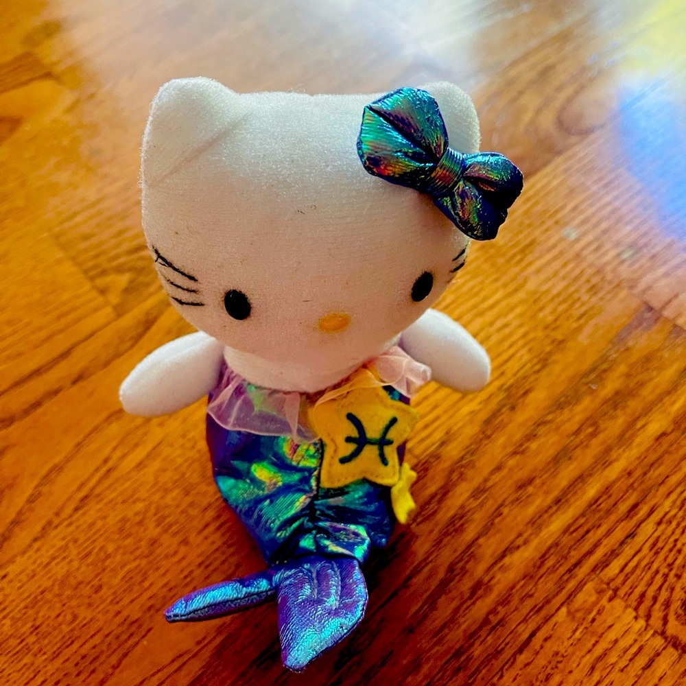 Sanrio white purple hello kitty mermaid small plush 6”